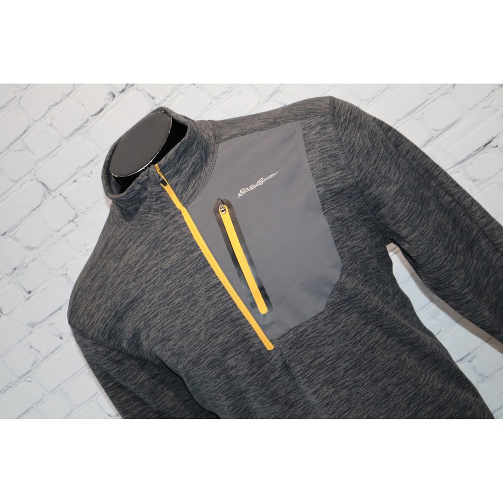 Eddie Bauer Pullover Mens Large Gray 1/4 Zip Fleece Space Dye EM32LK119 Sweater